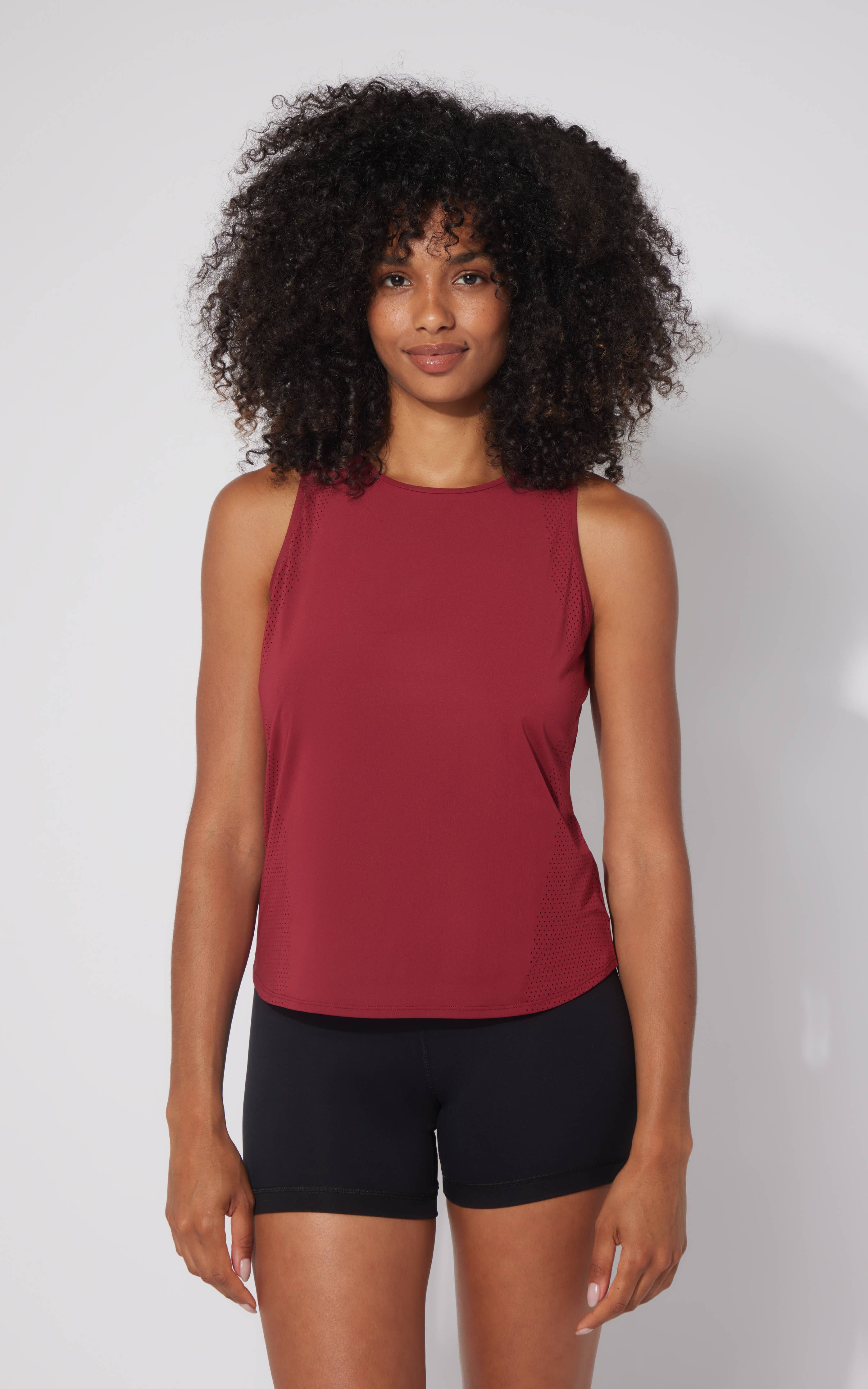 Women's Laser Cut Active Tank Top with Cutout Back